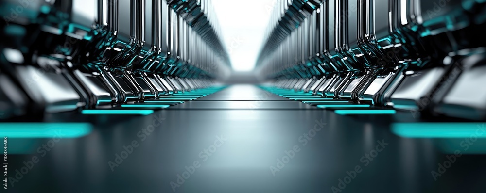 Poster floor abstract background idea. futuristic corridor with glowing elements, emphasizing modern design