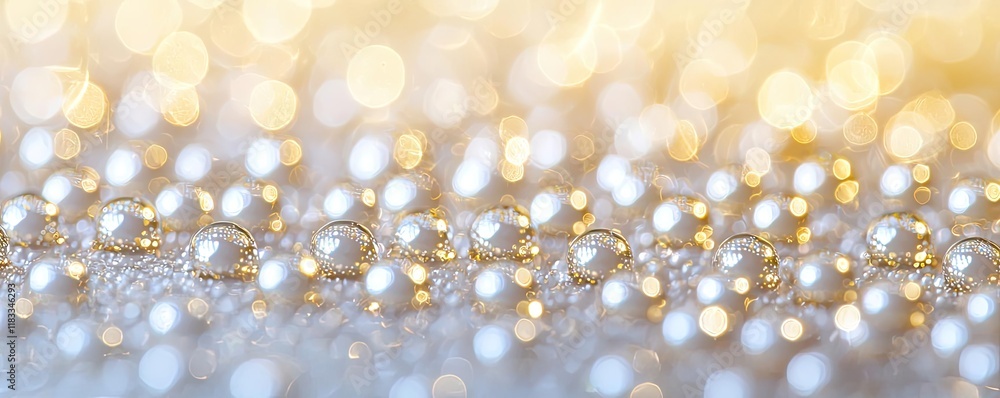 Poster dots abstract background idea. a shimmering arrangement of pearls and soft bokeh lights in a dreamy 