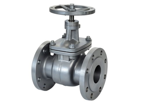 Cast brass globe valve used in oil and gas industry isolated on white background PNG.AI GENERATED