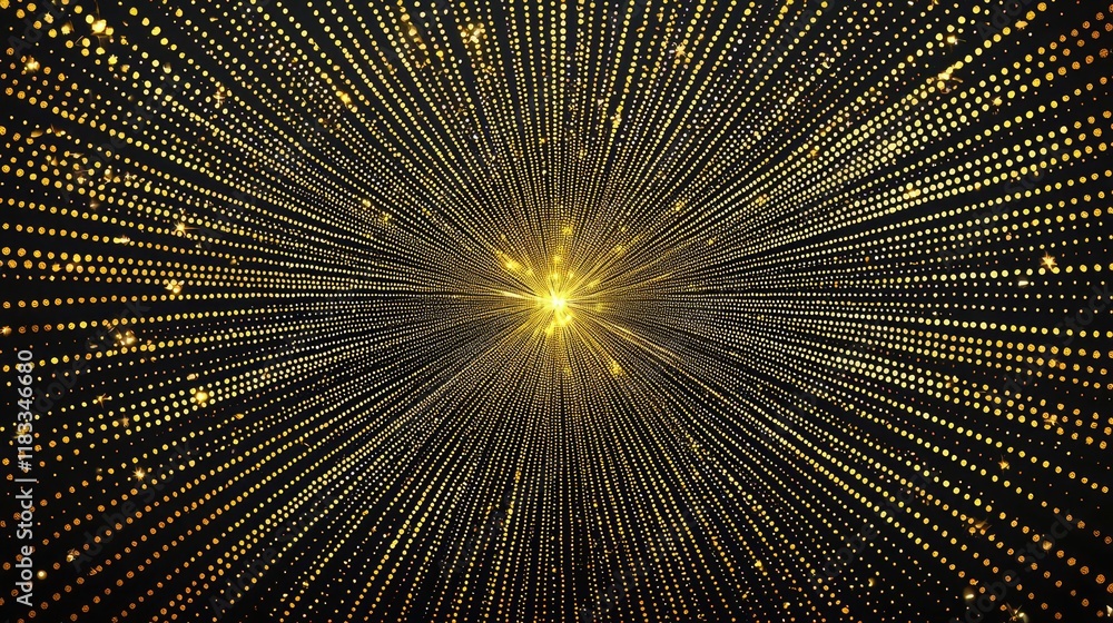 Poster dots abstract background idea. a mesmerizing burst of golden light radiating outward, creating an en