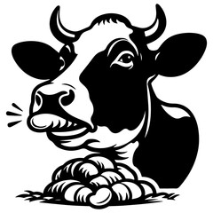 Dairy Cow Eating Fodder.