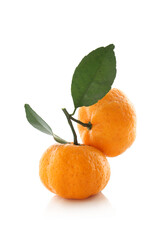 fresh orange color tangerines isolated on a white background
