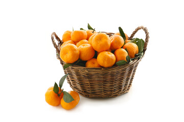 fresh orange color tangerines isolated on a white background