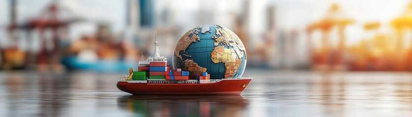 Fototapeta premium export strategy flat design front view global market theme 3D render vivid