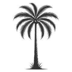 Minimalist Black and White coconut tree Vector Illustration for Retro and Classic Designs
