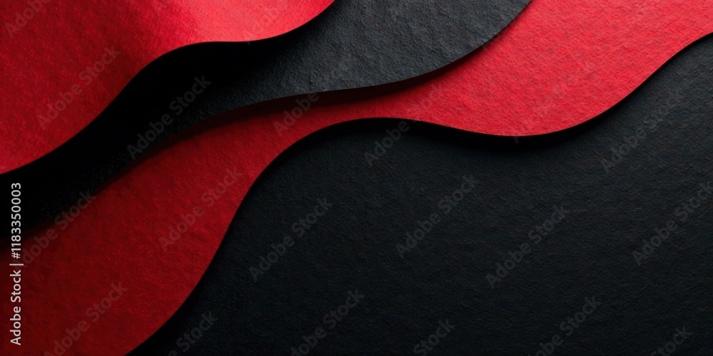 Poster abstract red and black wavy paper background design