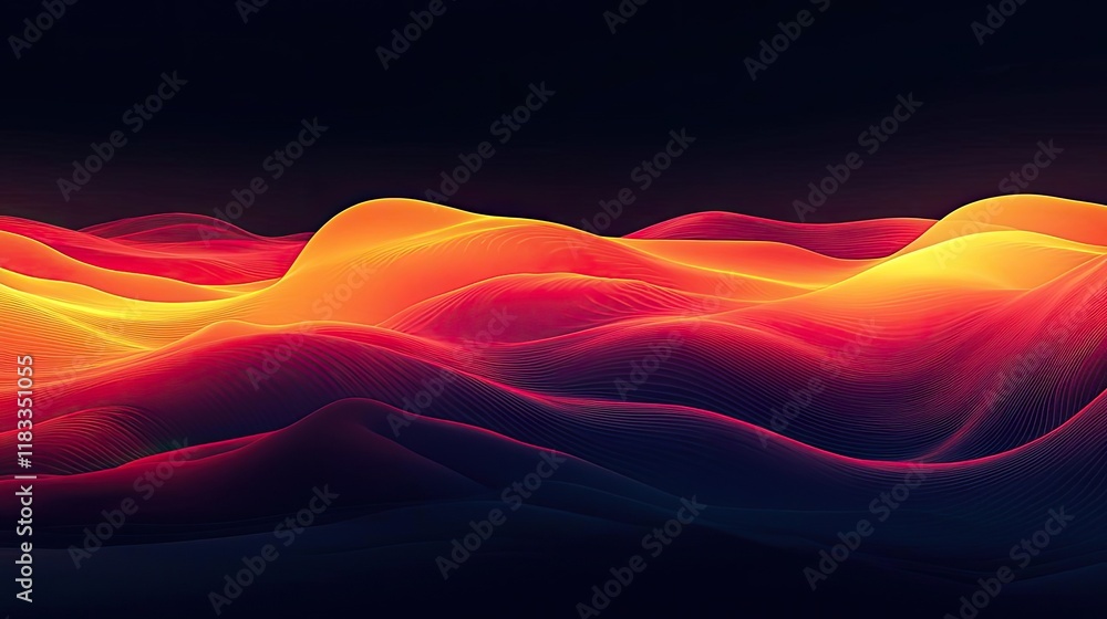 Poster fire abstract background concept. vibrant abstract waves in orange and red hues create a stunning vi