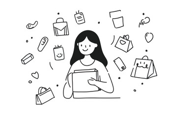 Vector Art of Modern Workspaces Man business working at his desk with a laptop and surrounded by office decor vector design  Art & Illustration