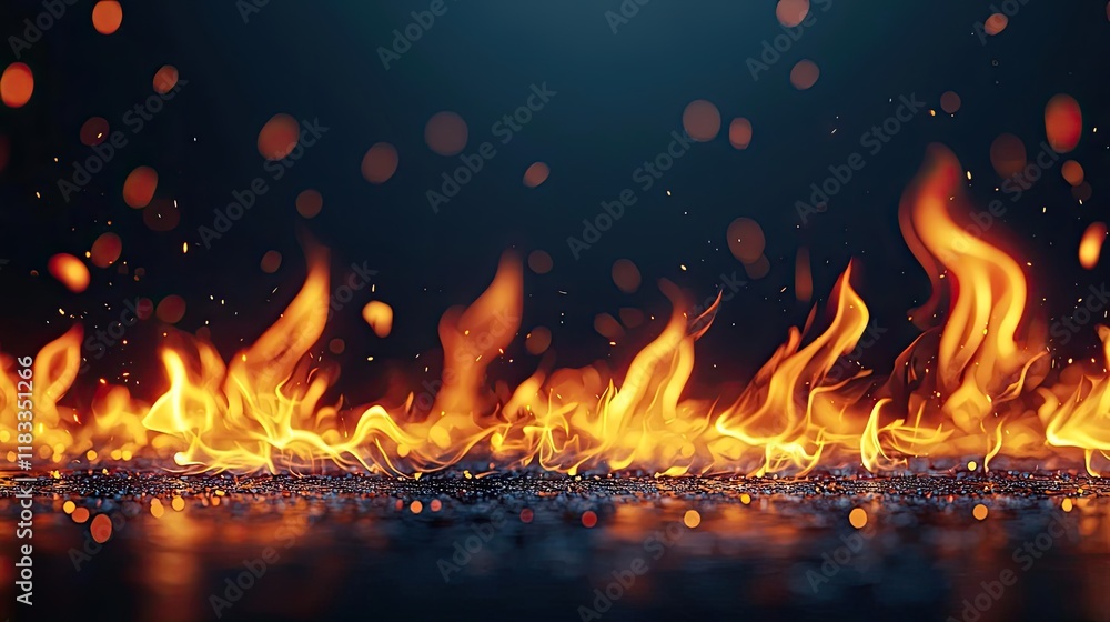 Aufkleber fire abstract background concept. captivating flames dancing against a dark background, creating a m