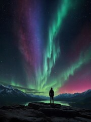 Stargazer's Paradise: A Silhouette Under the Northern Lights
