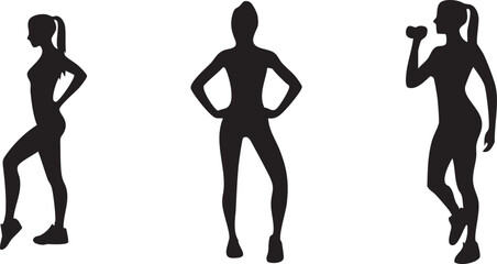 Workout Routine Silhouette Vector Artwork
