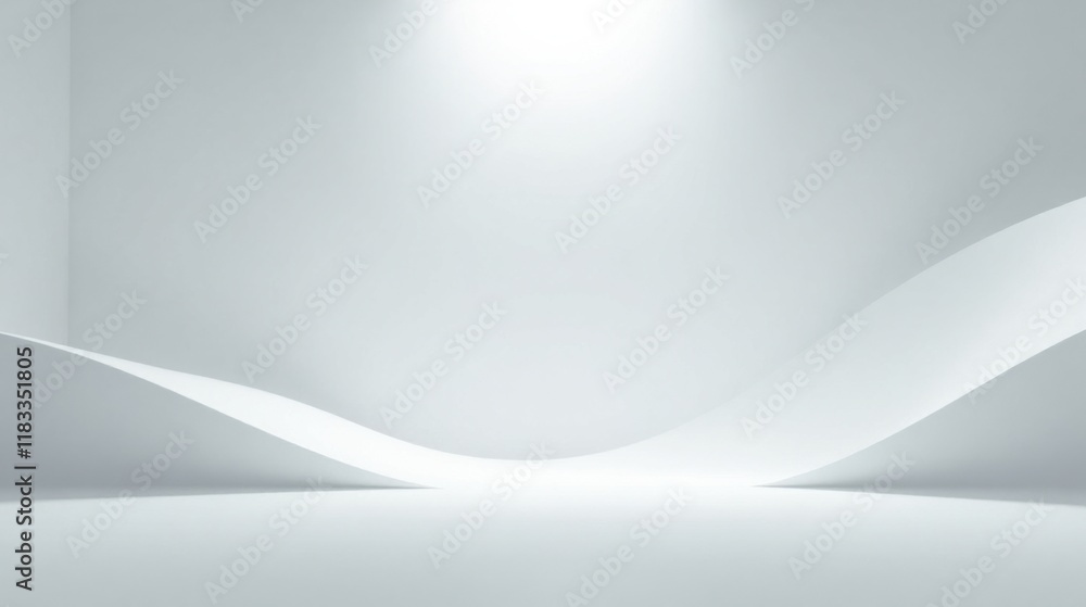 Poster Abstract White Curving Forms and Soft Lighting in a Minimalist Setting