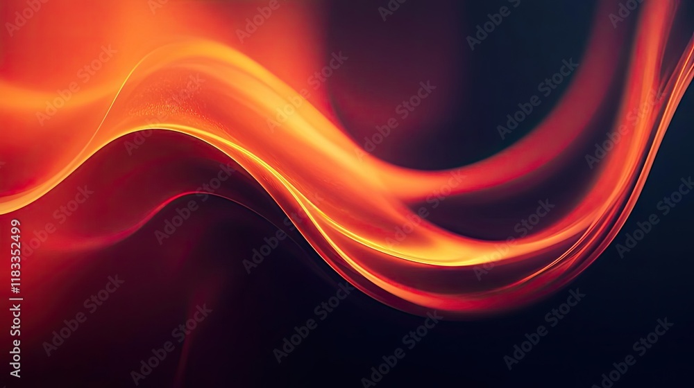 Poster fire abstract background concept. abstract orange wave design with smooth flowing lines and dark bac