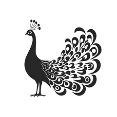 Fototapeta premium Elegant Black and White Peacock Silhouette Design