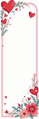 Obraz premium Romantic Valentine's Day Frame with Hearts and Floral Accents for Cards and Designs