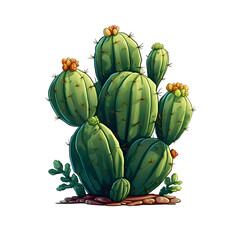 Naklejka premium Vibrant Desert Cactus in Bloom . A Botanical Illustration