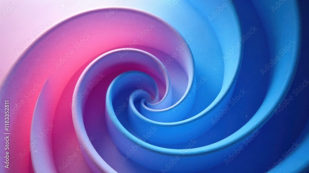 Poster abstract pink and blue swirling spiral design with smooth curves and gradient colors