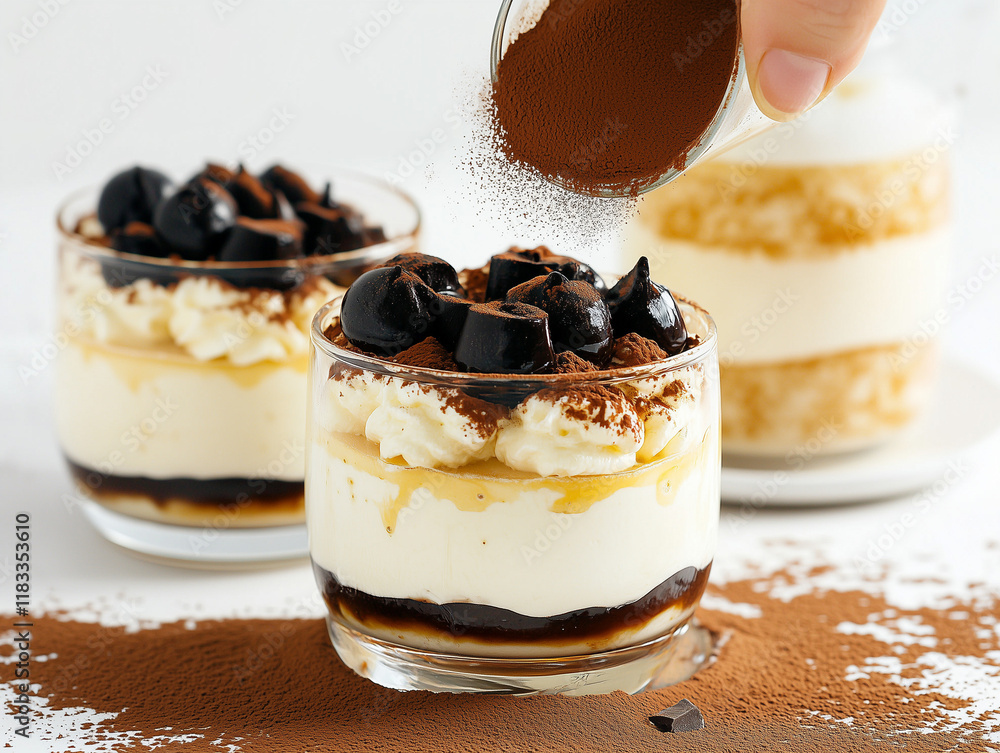 Wall mural Layered tiramisu in glass cups