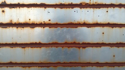 Metal surface with horizontal corrosion lines from saltwater exposure, showing rust accumulation in distinct streaks and a textured, weathered appearance.