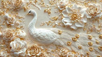 Elegant Peacock & Floral 3D Wall Art