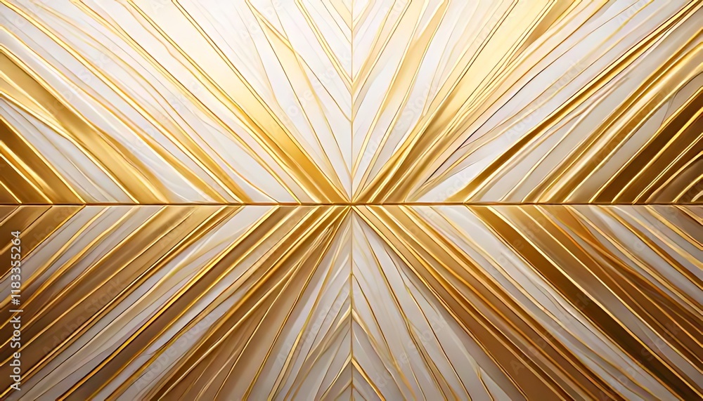 Poster golden lines intersect on white panels, creating a beautiful pattern.