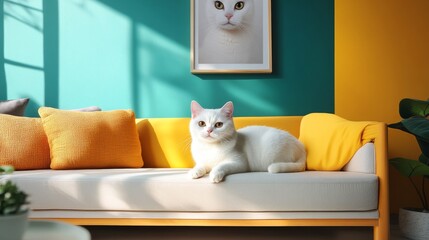 25.Happy Cat Concept with British Cat in Modern Home