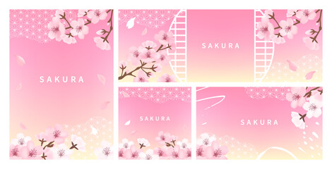 桜のテンプレートセット_和柄ピンク