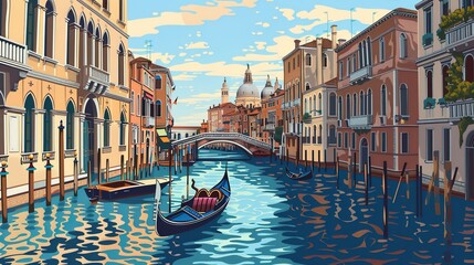 Obraz premium Venice canal seamless pattern wallpaper