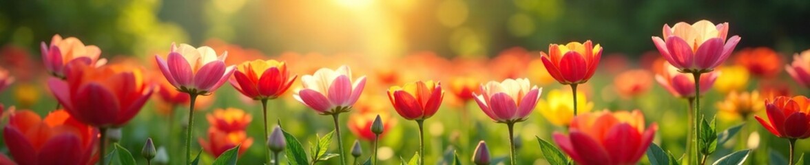 A field of pusteblumes with sunlight filtering through, garden, bloom, pusteblume