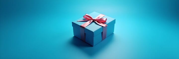 Obraz premium A gift box with a ribbon placed on a vibrant colored surface