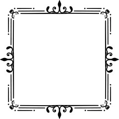 Decorative frame and border, Square, Black and white, Vector illustration