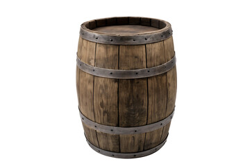 Obraz premium wooden barrel isolated on a transparent background PNG.AI GENERATED