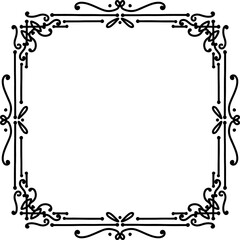 Square vintage classic elegant black frame with leaves circles and monograms