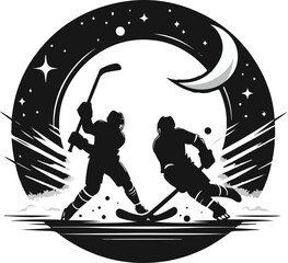 hokey player silhouette vector illustrstion