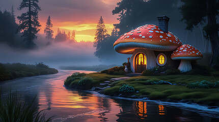 Charming Mushroom-Shaped House in a Serene Valley