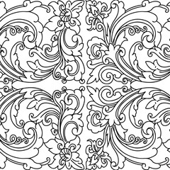 Fototapeta premium Vector illustration of beautiful black floral seamless pattern on white background