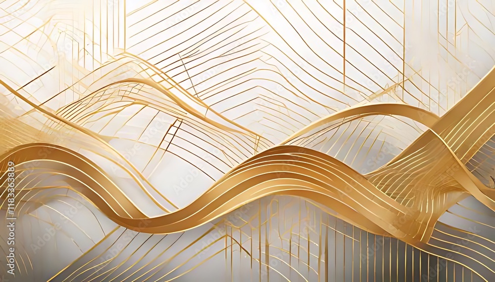 Aufkleber radiating gold lines create an intricate, repeating geometric pattern on light background.