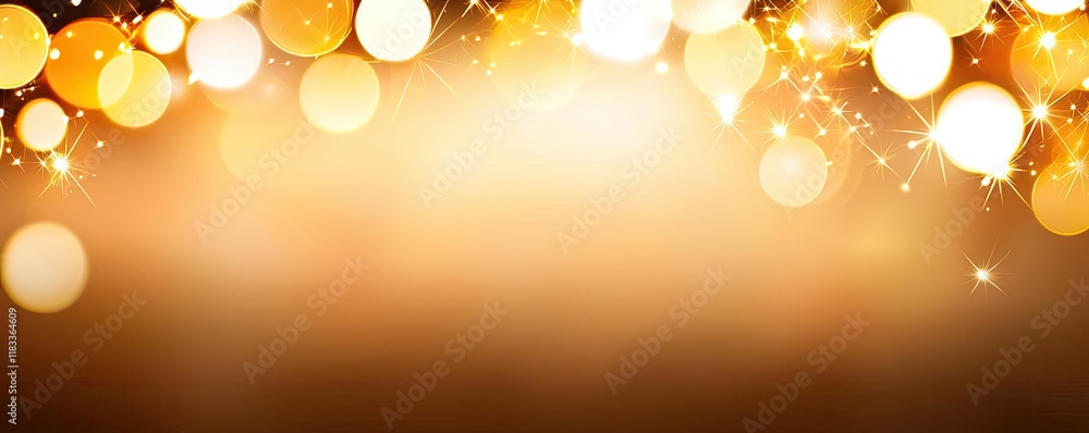 Poster gold abstract background concept. beautiful golden bokeh lights create a soft, dreamy background per