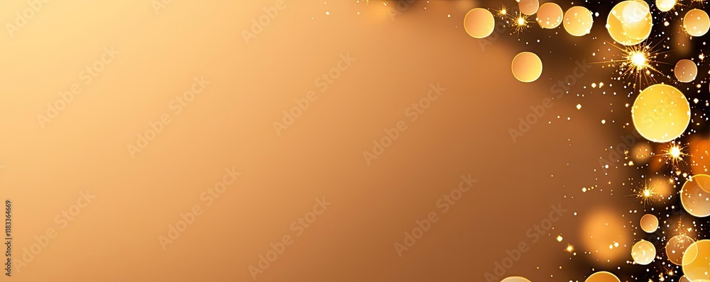 Poster gold abstract background concept. elegant golden bokeh lights on a warm background for festive and c