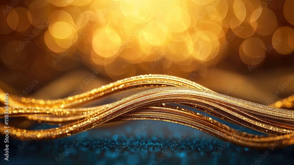 Poster gold abstract background concept. abstract golden waves blend harmoniously with sparkling blue for v