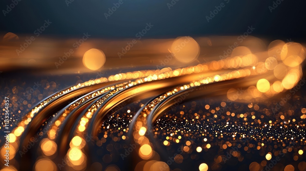 Aufkleber gold abstract background concept. close-up of shimmering golden lines with sparkling bokeh effects i