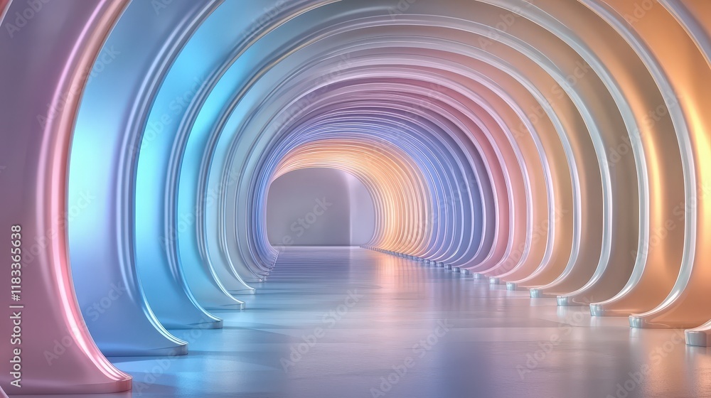 Poster minimalist tunnel with gradient colors abstract tunnel background style