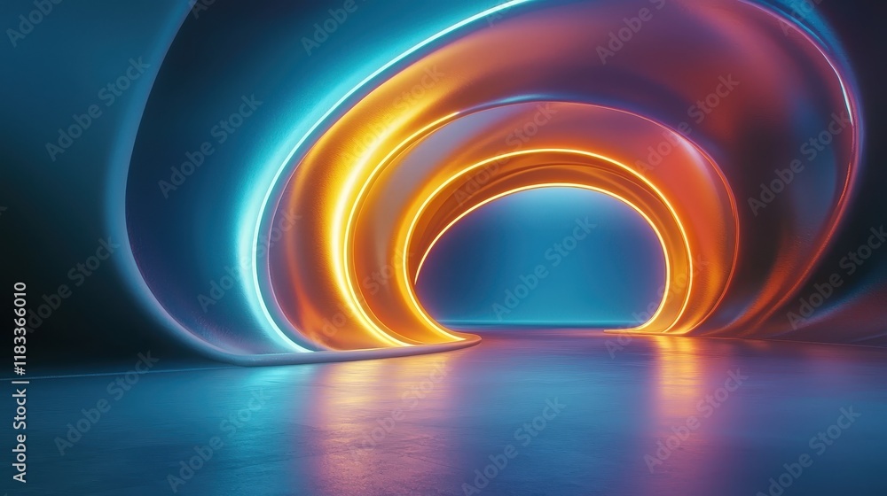 Poster minimalist tunnel with gradient colors abstract tunnel background style