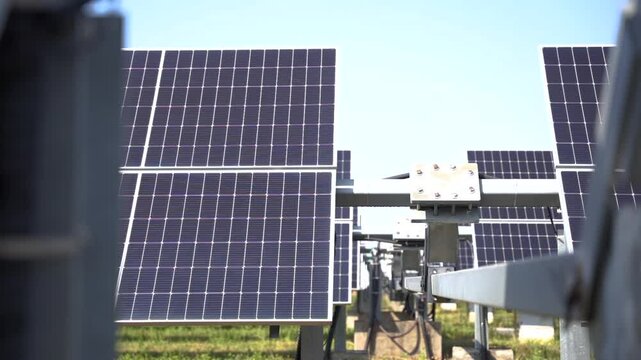 Solar panel(solar cell) follow sun systems, alternative energy to conserve the world is power photovoltaic module for clean electric production to green energy and renewable energy.