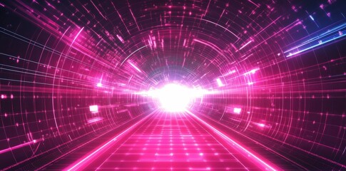 Obraz premium Pink neon light tunnel.