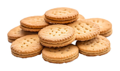 Circular biscuits isolated on a transparent background
