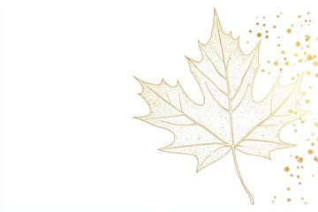 Golden leaf with gold glitter on white.