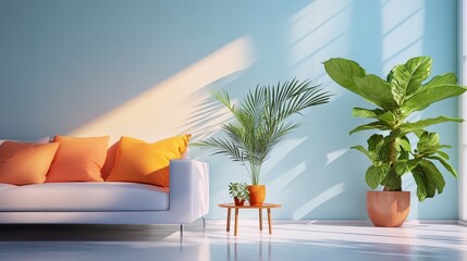 Obraz premium Modern living room minimalist furniture flat design illustration