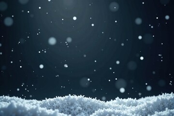 Fototapeta premium Snowflakes gently falling on a dark gray backdrop, serene, minimalist