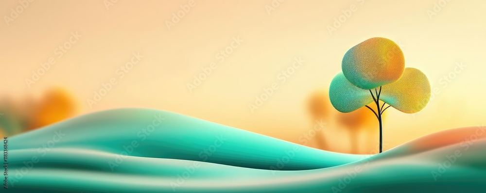 Poster scenery abstract background idea. an artistic depiction of a serene landscape with soft hills and st